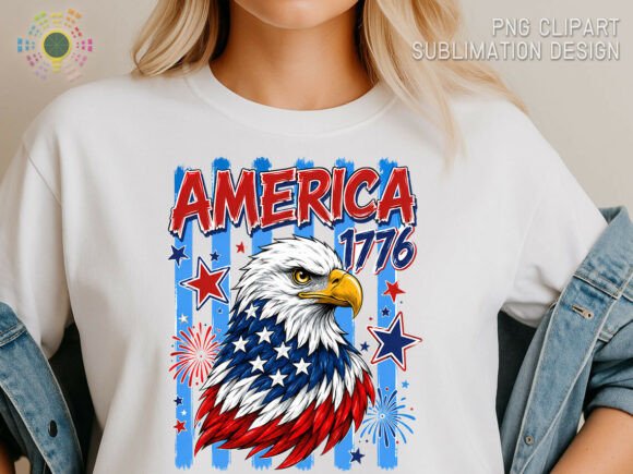 America 1776 PNG: Patriotic Bald Eagle Design for Bold Projects