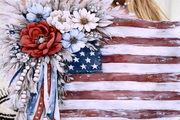 Bring Rustic Charm to Your July Fourth Projects with a Floral Flag PNG