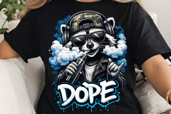 Cool Raccoon Vaping Shirt PNG: Urban Attitude in a Single File