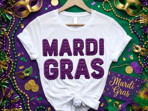 Coquette Charm: Styling the Girly Lacey Ruffle Mardi Gras Tshirt Design