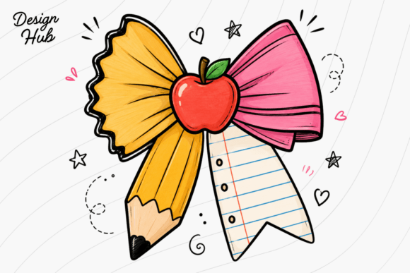 Cute School Pencil Bow PNG: A Designer's Playful Asset