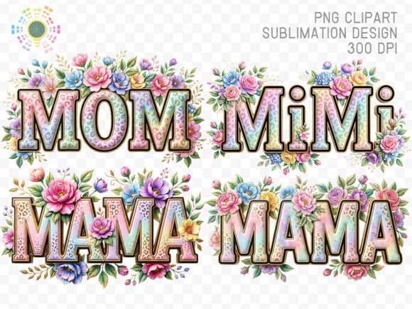 Floral Mom Typography Bundle: A Handcrafted Touch for Mother's Day Designs