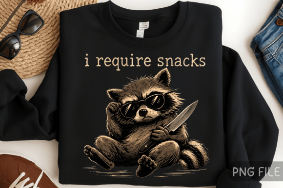 I Require Snacks: A Raccoon PNG with Serious Attitude