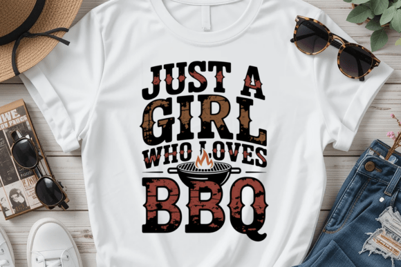 Just a Girl Who Loves BBQ PNG: Bold Typography for Grilling Enthusiasts