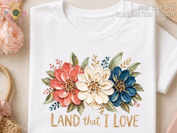 Land That I Love: A Patriotic Floral PNG for Creative Projects