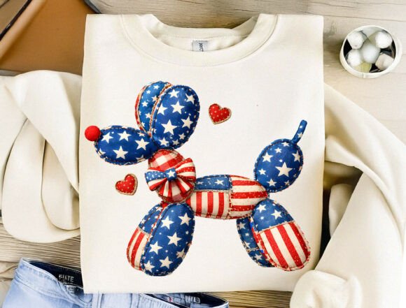 Patriotic Balloon Dog PNG: A Whimsical Design for Festive Creations