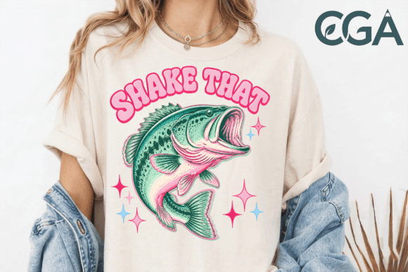 Reel in the Laughs: The Shake That Bass Fishing Retro Png