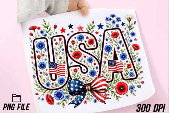 Styling the Stars & Stripes: A Floral PNG for July 4th Design