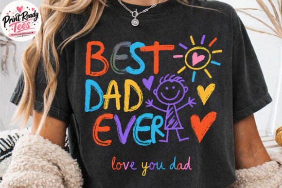 The Unmistakable Charm of the Best Dad Ever Kids Drawing Style PNG