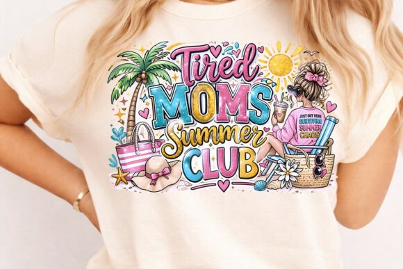 Tired Moms Summer Club PNG: Your Go-To Beach Mom Design Asset